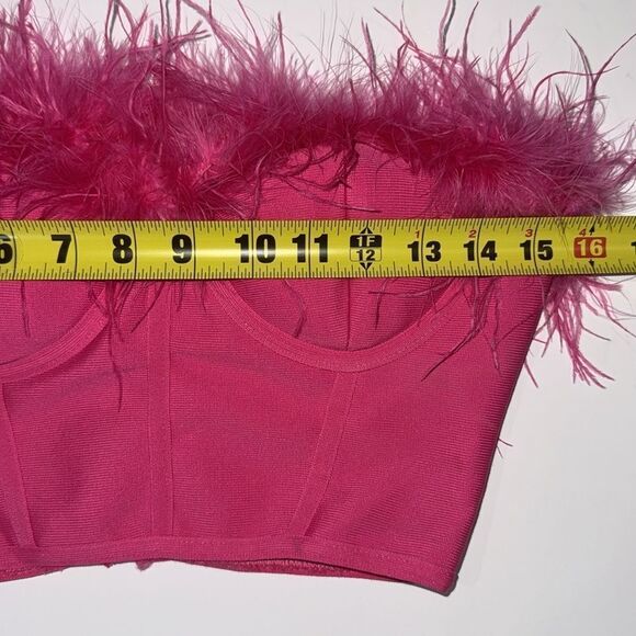NWT Superdown Ramona Bustier Top Pink Feathers XS Revolve - Picture 8 of 11
